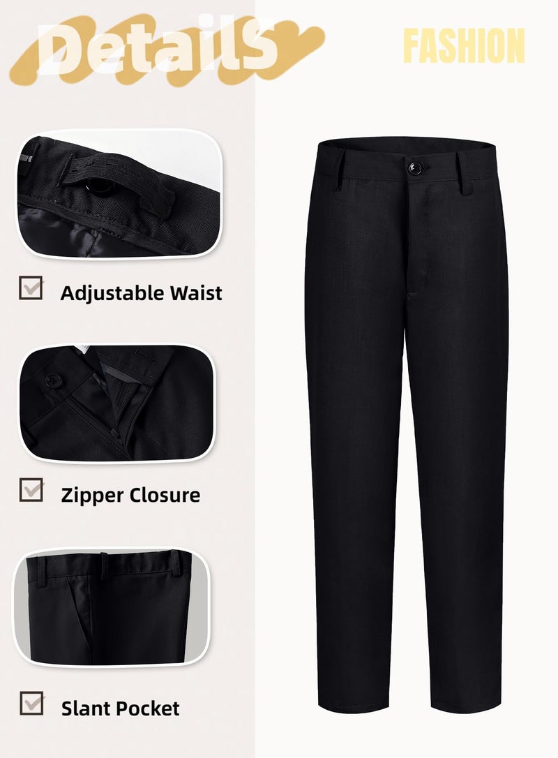 Yanlu Toddler Boys Suits Size 2T Boy Slim Fit Tuxedo Suit Formal Wedding Outfit Blazer Pants Vest Shirt Necktie and Bow Tie 6 Piece Black Kids Suit - Image 5